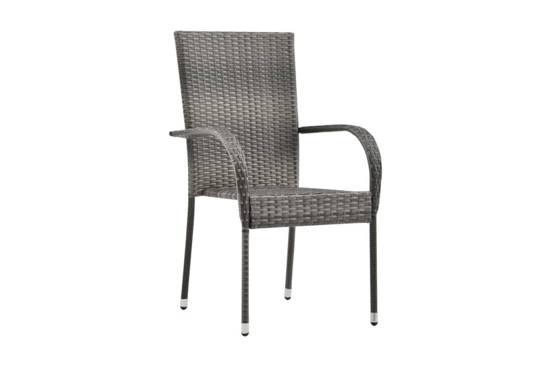 Stablestoler 6 stk grå polyrotting - Grå - Hagemøbler - Balkong - Balkongmøbler - Balkongstoler