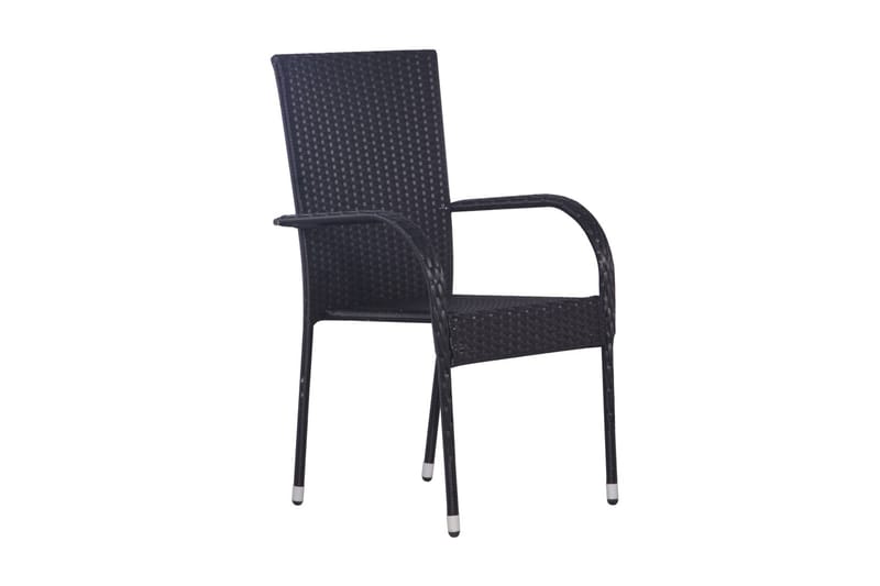 Stablestoler 6 stk polyrotting svart - Svart - Hagemøbler - Balkong - Balkongmøbler - Balkongstoler