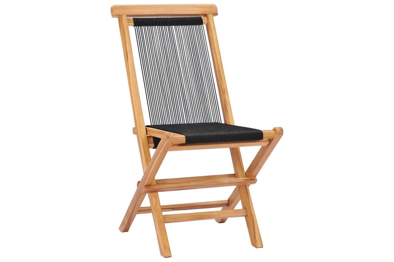 Klappstoler 2 stk heltre teak og tau - Brun - Hagemøbler - Stoler & Lenestoler - Posisjonsstol