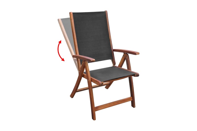 Sammenleggbare stoler 2 stk akasie og textilene - Akasie/Svart - Hagemøbler - Stoler & Lenestoler - Posisjonsstol