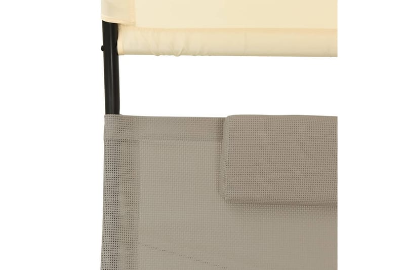 Dobbel solseng med solskjerm textilene gråbrun og kremhvit - Taupe - Hagemøbler - Stoler & Lenestoler - Solseng & solvogner