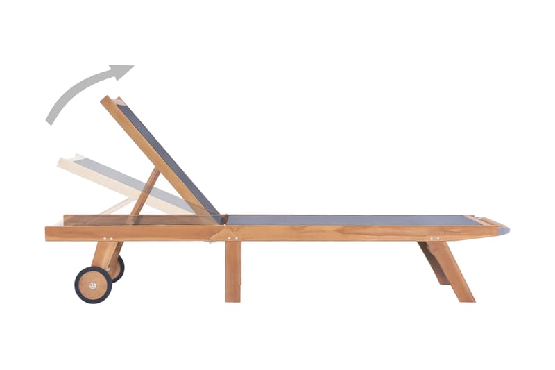 Foldbar solseng med hjul heltre teak og textilene - Teak - Hagemøbler - Stoler & Lenestoler - Solseng & solvogner