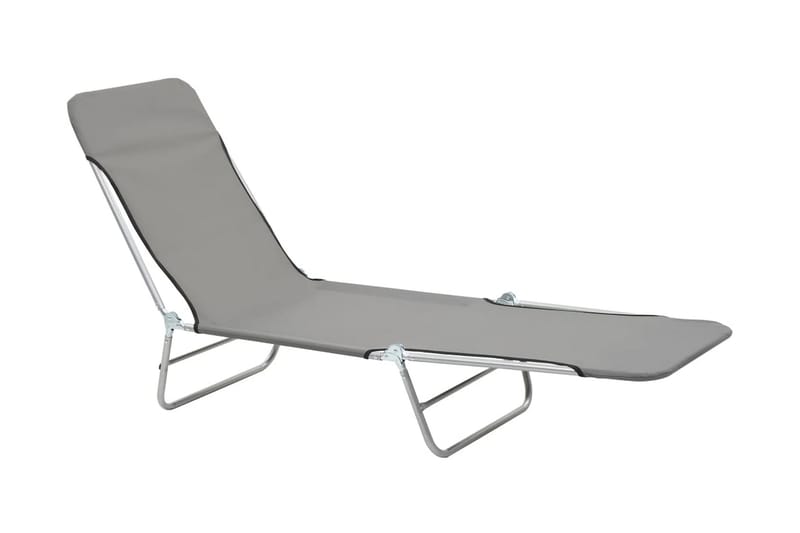 Sammenleggbare solsenger 2 stk stål og stoff grå - Grå - Hagemøbler - Stoler & Lenestoler - Posisjonsstol