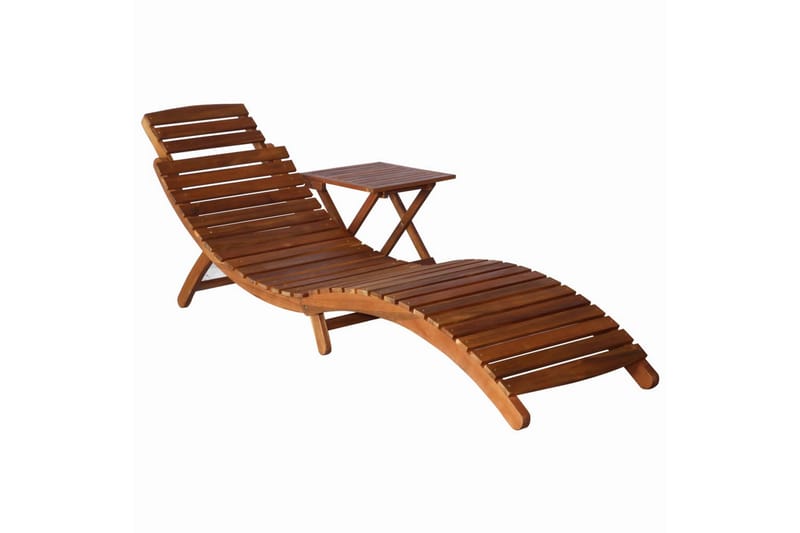 Solseng med bord heltre akasie brun - Hagemøbler - Loungemøbler - Loungesett