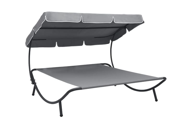 Utendørs sofaseng med solskjerm grå - Grå - Møbler - Stoler & lenestoler - Kontorstol & skrivebordsstol