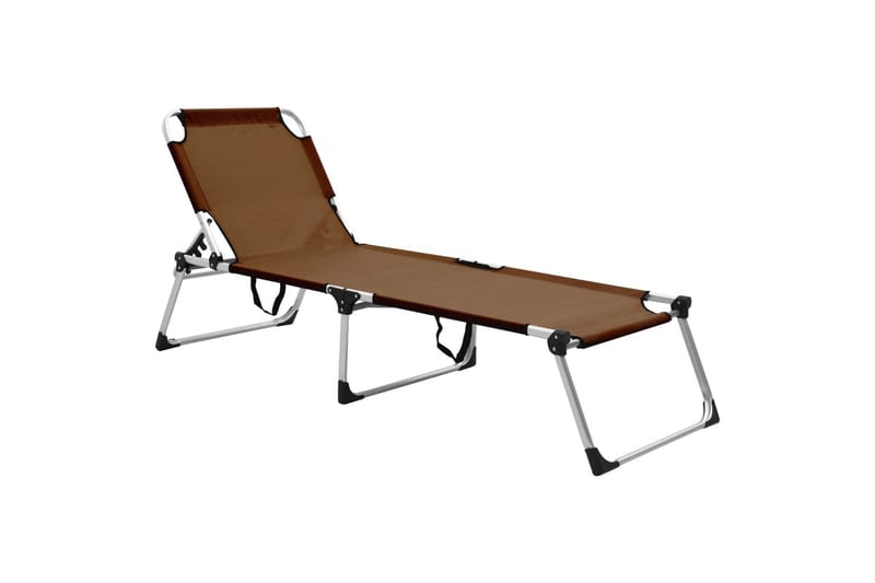 Ekstra høy solseng senior sammenleggbar brun aluminium - Hagemøbler - Stoler & Lenestoler - Solstoler