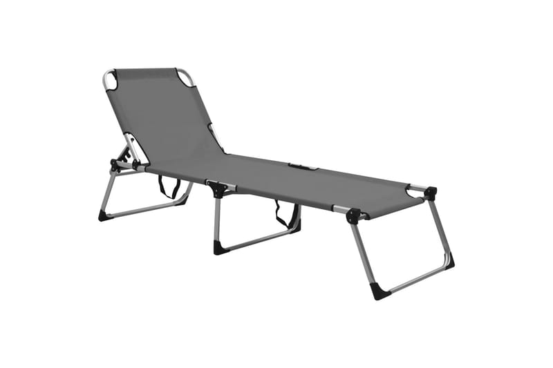 Ekstra høy solseng senior sammenleggbar grå aluminium - Hagemøbler - Stoler & Lenestoler - Solstoler