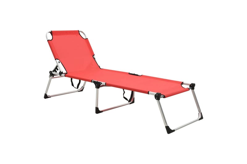 Ekstra høy solseng senior sammenleggbar rød aluminium - Hagemøbler - Stoler & Lenestoler - Solstoler