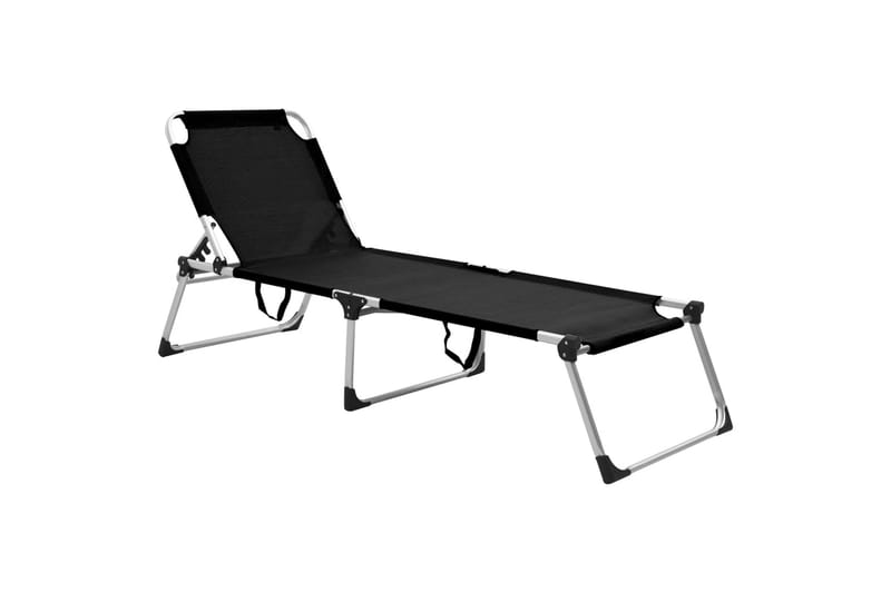 Ekstra høy solseng senior sammenleggbar svart aluminium - Hagemøbler - Stoler & Lenestoler - Solstoler