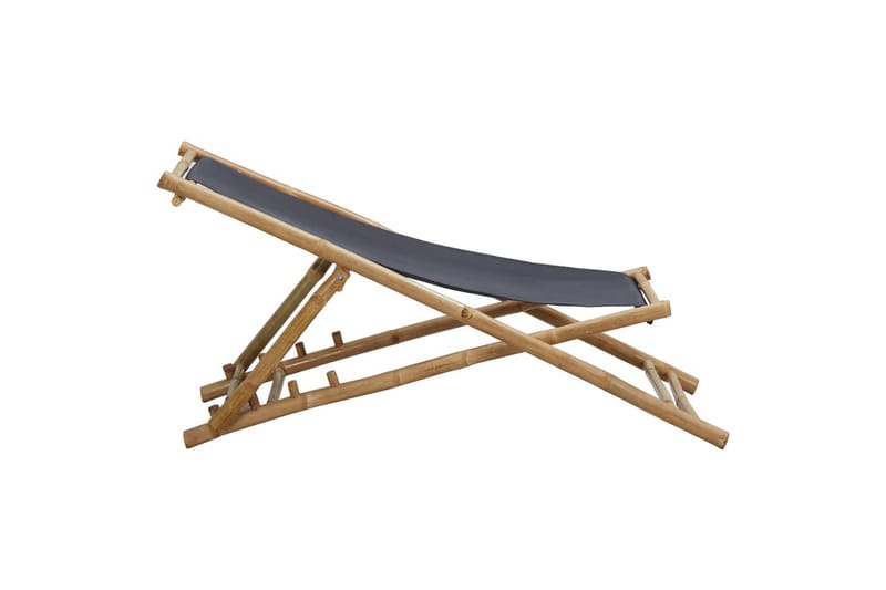 Fluktstol bambus og lerret mørkegrå - Grå - Hagemøbler - Stoler & Lenestoler - Solstoler