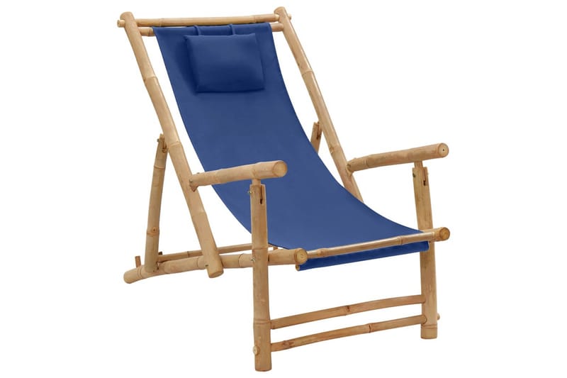 Fluktstol bambus og lerret marineblå - Blå - Hagemøbler - Stoler & Lenestoler - Solstoler