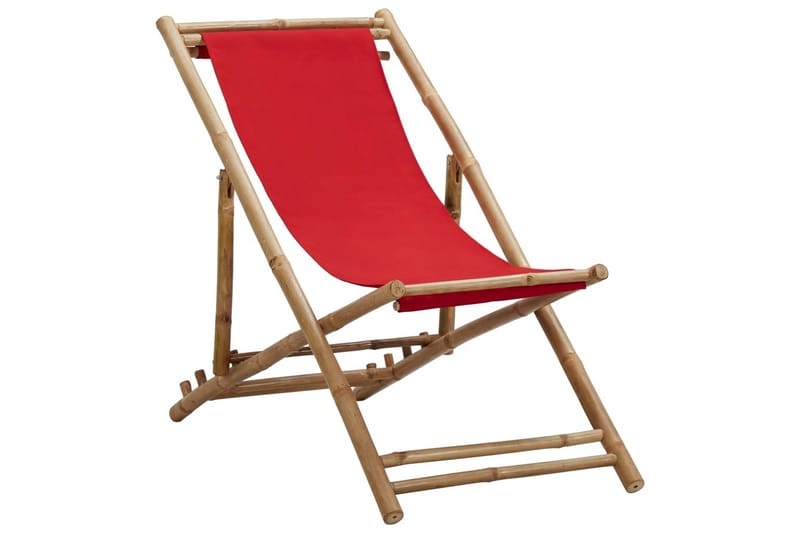 Fluktstol bambus og lerret rød - Rød - Hagemøbler - Stoler & Lenestoler - Solstoler