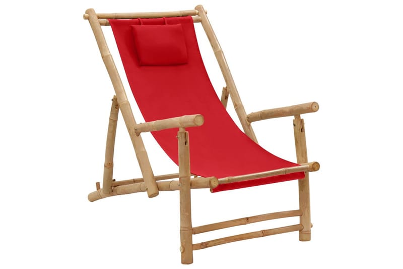 Fluktstol bambus og lerret rød - Rød - Hagemøbler - Stoler & Lenestoler - Solstoler