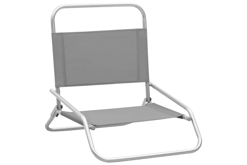 Sammenleggbare strandstoler 2 stk grå stoff - Grå - Hagemøbler - Stoler & Lenestoler - Solstoler