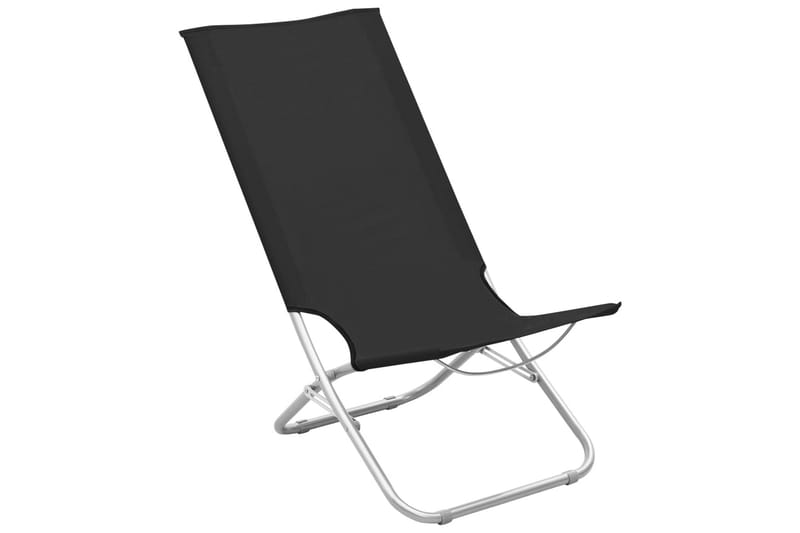Sammenleggbare strandstoler 2 stk svart stoff - Svart - Hagemøbler - Stoler & Lenestoler - Solstoler