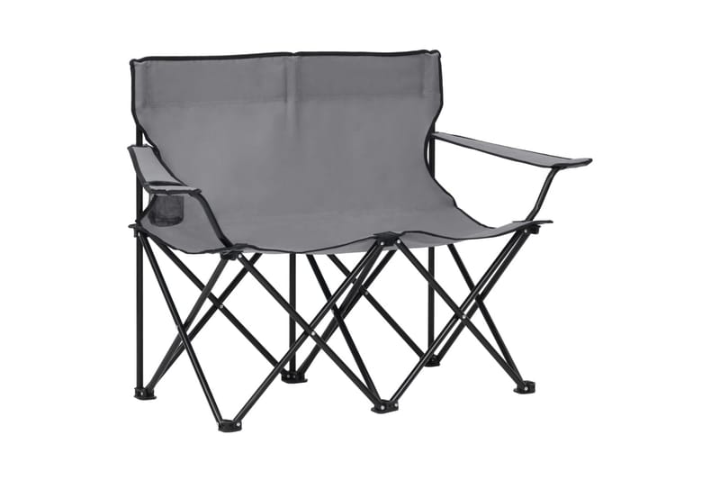 2-seters campingstol sammenleggbar stål og stoff grå - Grå - Hagemøbler - Stoler & Lenestoler - Strandstoler & campingstoler