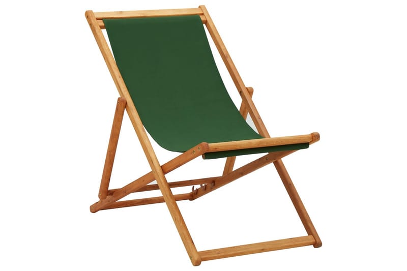 Sammenleggbar strandstol eukalyptus og stoff grønn - Grøn - Hagemøbler - Balkong - Balkongmøbler - Balkongstoler