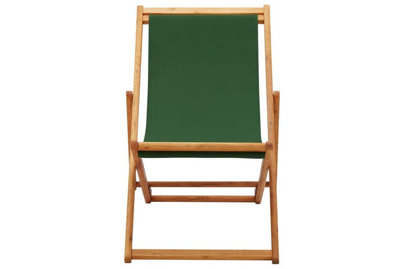 Sammenleggbar strandstol eukalyptus og stoff grønn - Grøn - Hagemøbler - Stoler & Lenestoler - Strandstoler & campingstoler
