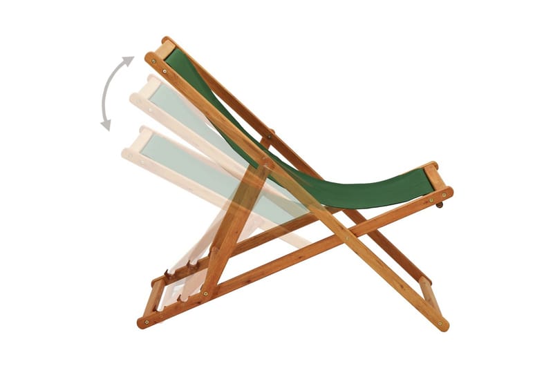 Sammenleggbar strandstol eukalyptus og stoff grønn - Grøn - Hagemøbler - Stoler & Lenestoler - Strandstoler & campingstoler