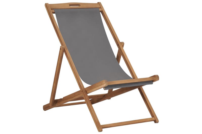 Sammenleggbar strandstol heltre teak grå - Grå - Hagemøbler - Stoler & Lenestoler - Solstoler