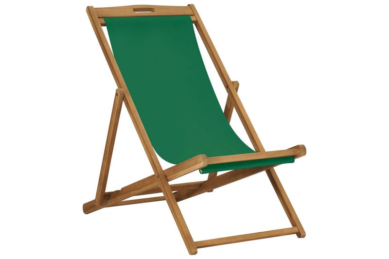 Sammenleggbar strandstol heltre teak grønn - Grønn - Hagemøbler - Stoler & Lenestoler - Strandstoler & campingstoler