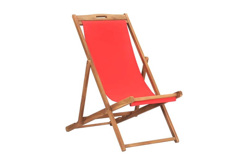 Sammenleggbar strandstol heltre teak rød - Rød - Hagemøbler - Balkong - Balkongmøbler - Balkongstoler