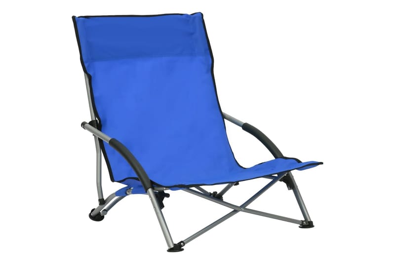 Sammenleggbare strandstoler 2 stk blå stoff - Blå - Hagemøbler - Stoler & Lenestoler - Strandstoler & campingstoler