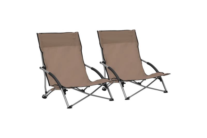 Sammenleggbare strandstoler 2 stk gråbrun stoff - Taupe - Hagemøbler - Stoler & Lenestoler - Strandstoler & campingstoler