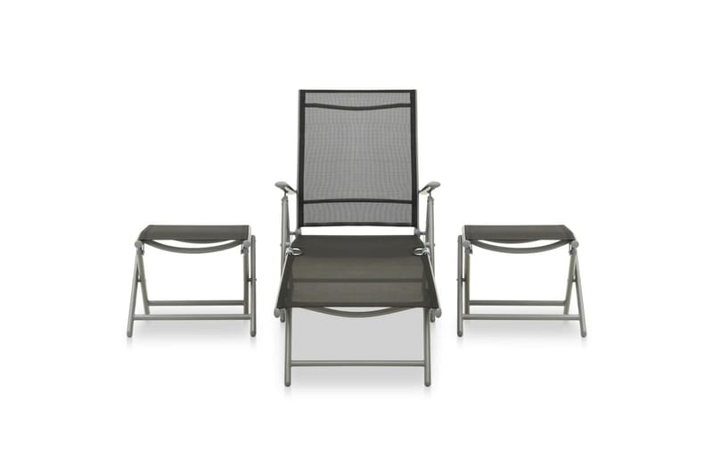 Hagemøbelsett 3 deler textilene og aluminium sølv - Silver - Hagemøbler - Loungemøbler - Loungegrupper