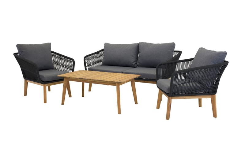 Chania Loungegruppe Svart - Venture Home - Hagemøbler - Loungemøbler - Sofagruppe utendørs