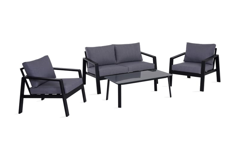 Clyde 2-sits Sofagruppe - Svart - Hagemøbler - Loungemøbler - Sofagruppe utendørs