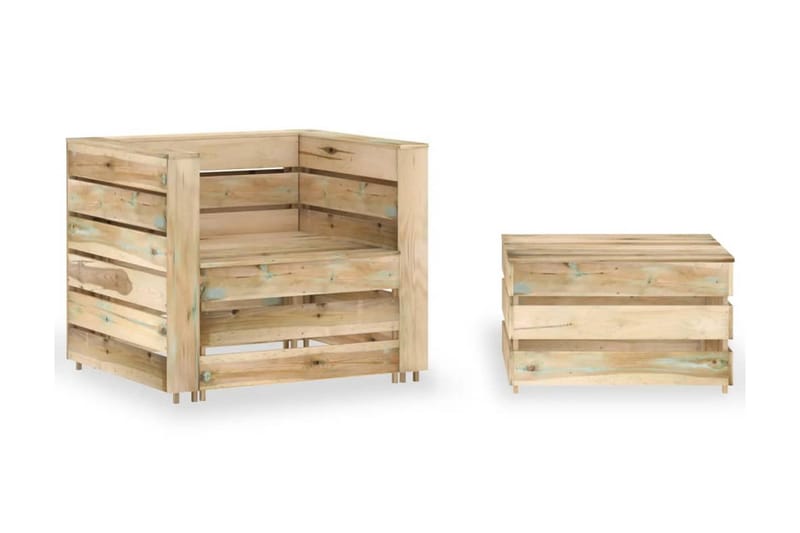 Hagemøbler 2 deler paller impregnert furu - grønn - Hagemøbler - Loungemøbler - Loungesett