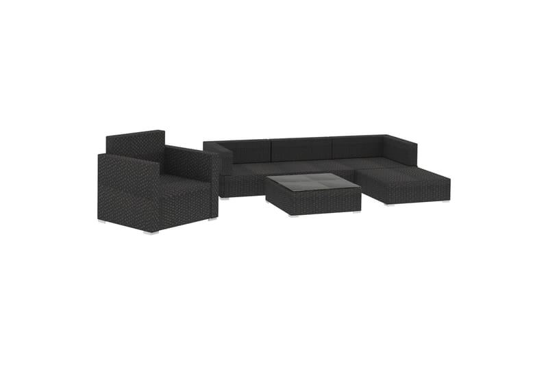Hagesofagruppe med puter 6 deler polyrotting svart - Hagemøbler - Loungemøbler - Loungesett