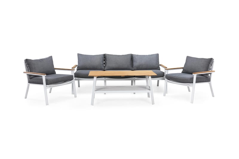 Oliver Sofagruppe - Hvit/Teak - Hagemøbler - Loungemøbler - Sofagruppe utendørs