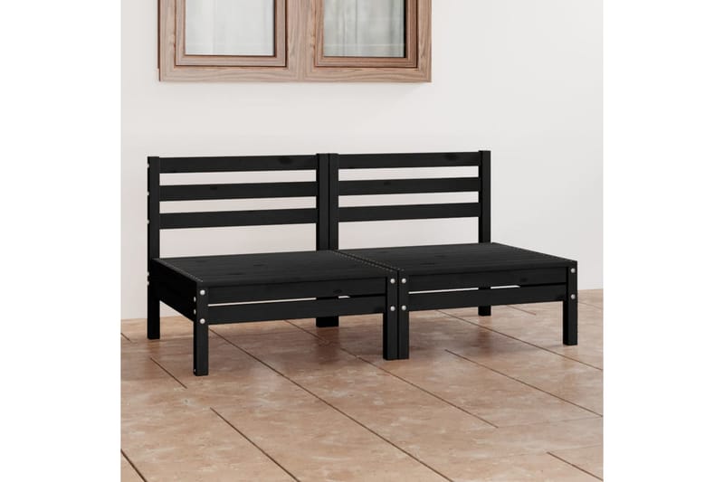 2-seters hagesofa svart heltre furu - Svart - Hagemøbler - Loungemøbler - Lounge sofa