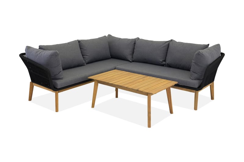 Chania Hjørnesofa Svart - Venture Home - Hagemøbler - Loungemøbler - Lounge sofa