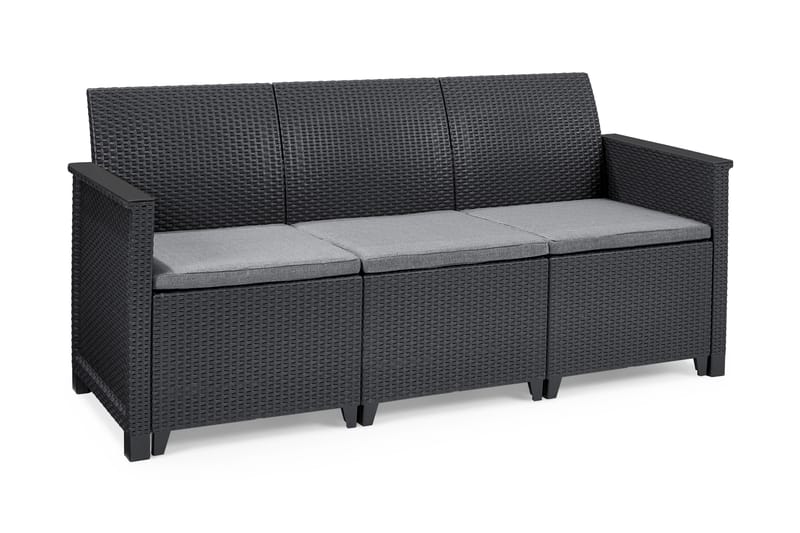Emma 3-seter Sofa - Mørkegrå - Hagemøbler - Loungemøbler - Loungesofaer