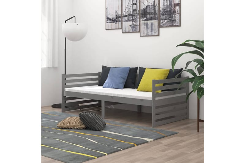 Sengeramme grå heltre furu 90x200 cm - Grå - Hagemøbler - Loungemøbler - Lounge sofa