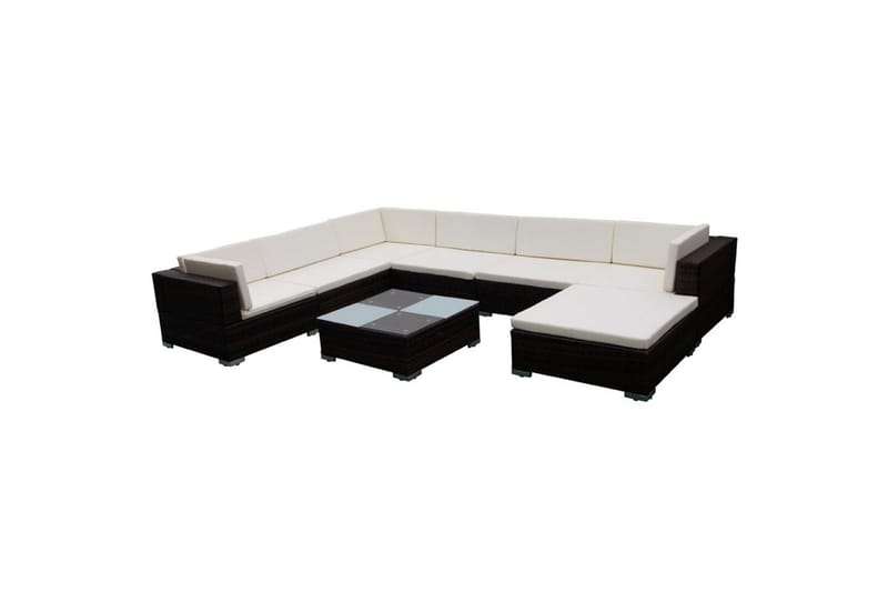 Hagesofagruppe med puter 8 deler polyrotting brun - Hagemøbler - Loungemøbler - Sofagruppe utendørs