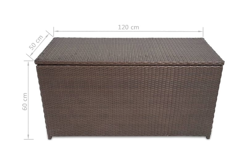 Putekasse 120x50x60 cm polyrotting brun - Brun - Hagemøbler - Putebokser & møbelbeskyttelse - Putebokser & Putekasser
