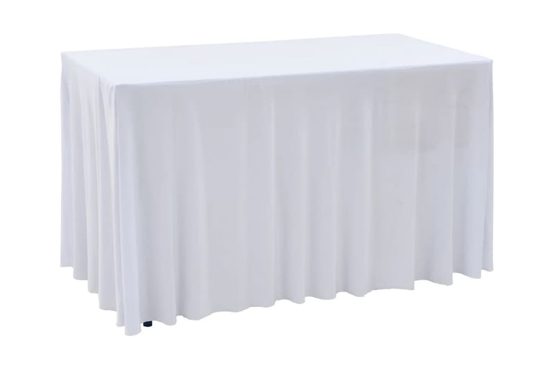 Elastisk bordduk med skjørt 2 stk 120x60,5x74 cm hvit - Hagemøbler - Puteoppbevaring & møbelbeskyttelse - Overtrekk hagemøbler