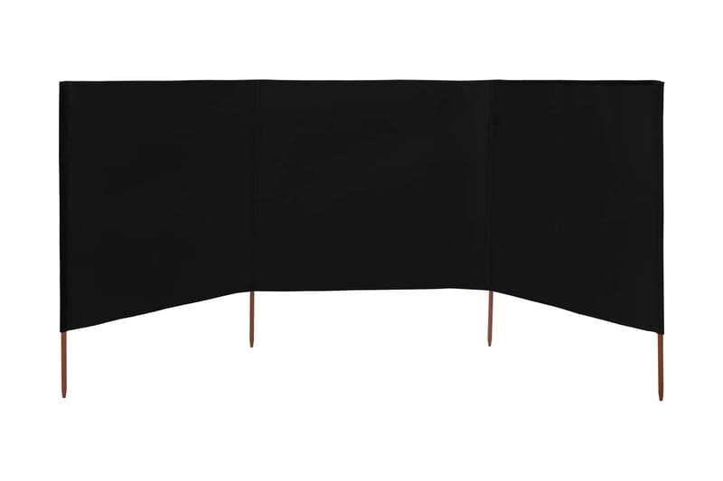 Vindskjerm 3 paneler stoff 400x80 cm svart - Svart - Hagemøbler - Solbeskyttelse - Avskjerming & vindskjerm - Skjerm