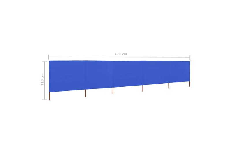 Vindskjerm 5 paneler stoff 600x80 cm asurblå - Blå - Hagemøbler - Solbeskyttelse - Avskjerming & vindskjerm