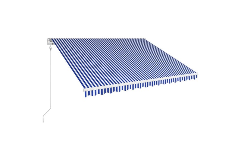 Automatisk inntrekkbar markise 400x300 cm blå og hvit - Hagemøbler - Solbeskyttelse - Markiser - Terrassemarkise
