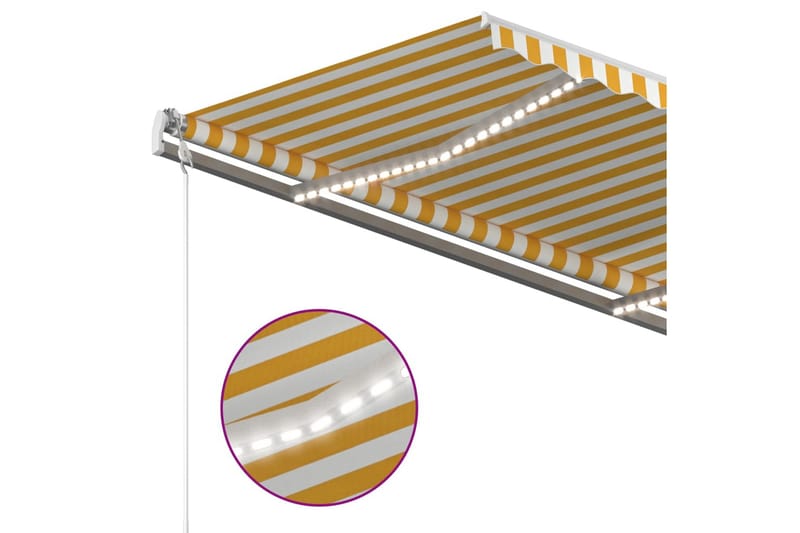 Automatisk markise med LED og vindsensor 350x250 cm gul/hvit - Gul - Hagemøbler - Solbeskyttelse - Markiser