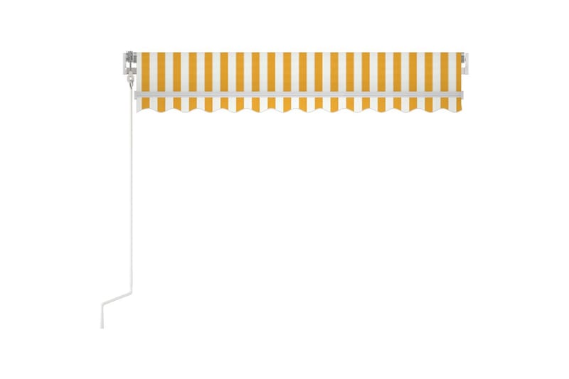 Automatisk markise med LED og vindsensor 350x250 cm gul/hvit - Gul - Hagemøbler - Solbeskyttelse - Markiser