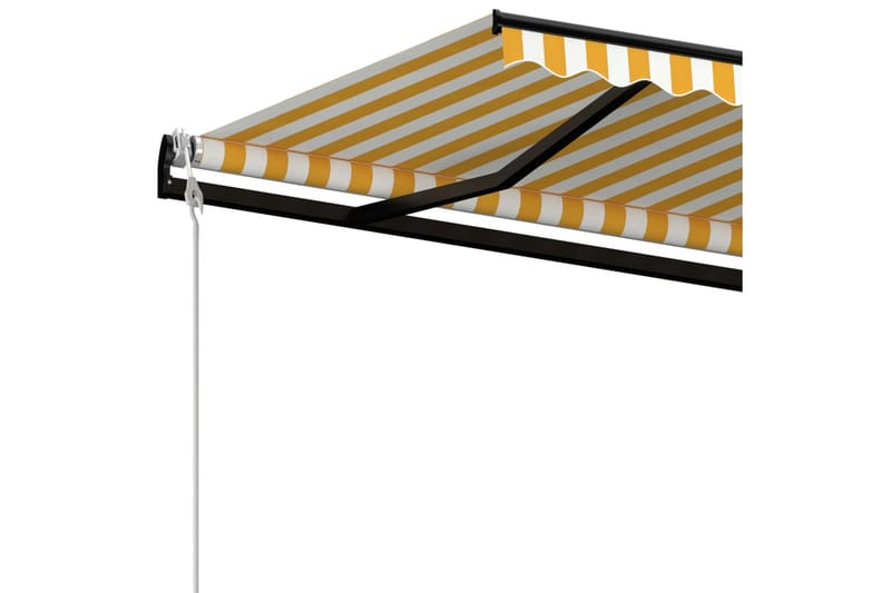 Automatisk markise med vindsensor og LED 400x350 cm gul/hvit - Gul - Hagemøbler - Solbeskyttelse - Markiser