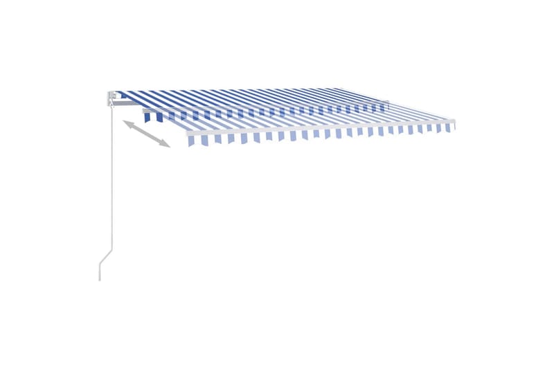 Automatisk markise med vindsensor og LED 4x3,5 m blå og hvit - Blå - Hagemøbler - Solbeskyttelse - Markiser