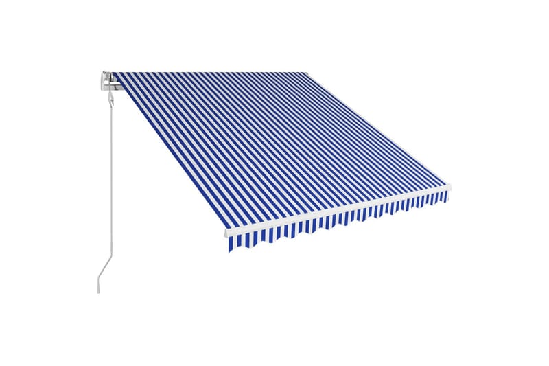 Automatisk uttrekkbar markise 350x250 cm blå og hvit - Hagemøbler - Solbeskyttelse - Markiser