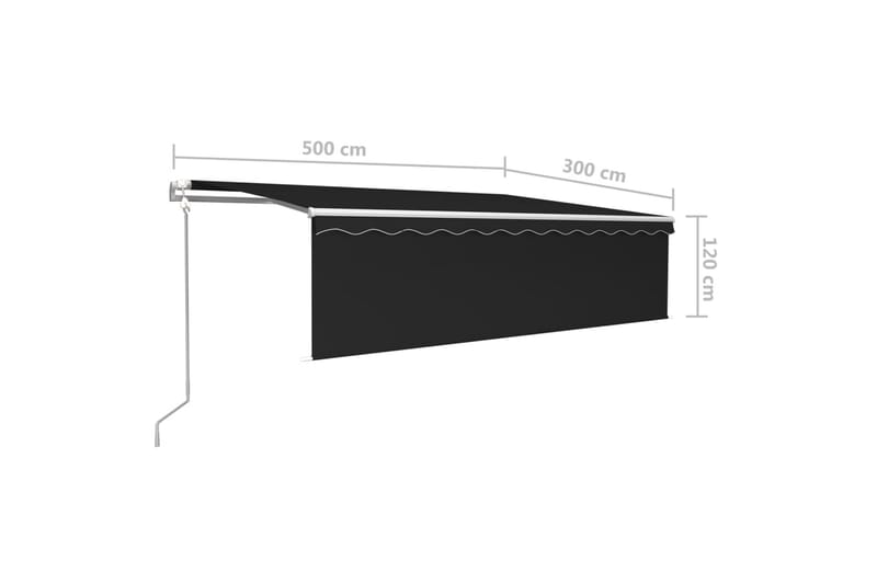 Automatisk uttrekkbar markise med rullegardin 5x3 m - Antrasittgrå - Hagemøbler - Solbeskyttelse - Markiser